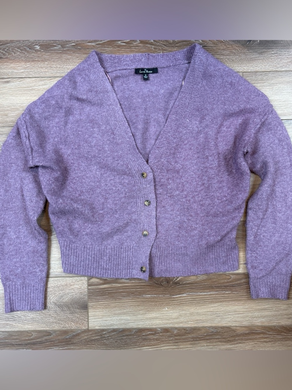Love Tree Lavender Button Front V-Neck Cardigan
